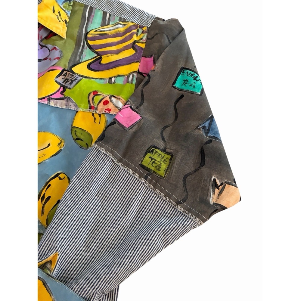VTG 80s Encore By Silkscapes Hand Painted Tea Button Up Shacket Size M - Picture 3 of 12